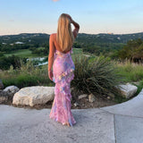 Olivia | Floral Ruffle Open-Back Maxi Dress