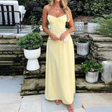 Summer Sleeveless Maxi Dress with Ruched Bodice