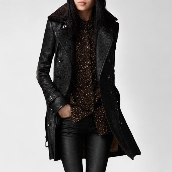 Coco - Elegant 3/4-Length Leather Coat