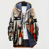 Coat with Abstract Cat Pattern