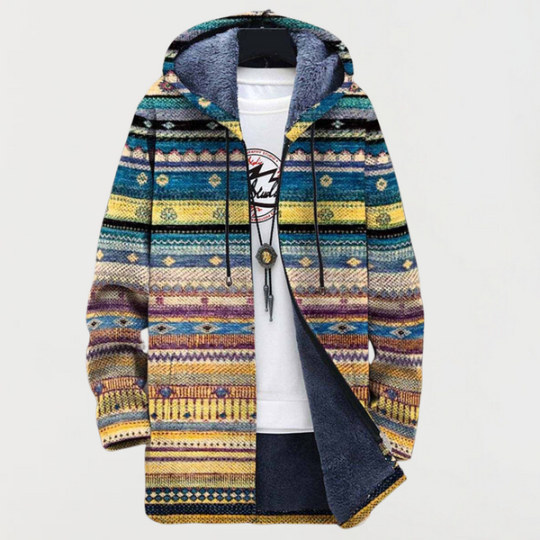 Coat with Wavy Tribal Pattern
