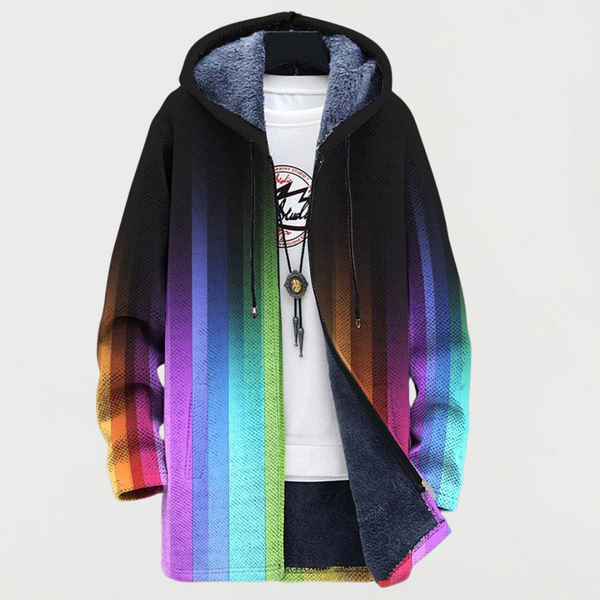 Coat with Rainbow Stripe Pattern