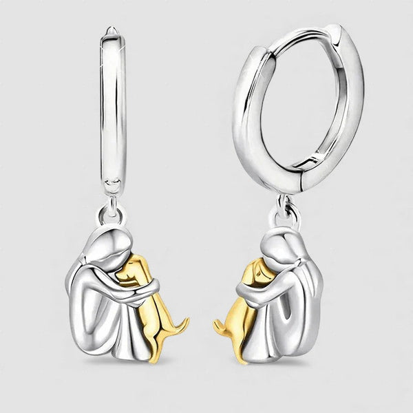 Dog Hug Earrings (Round Clasp)
