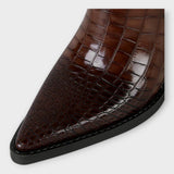 Boots with Croc-Effect Design and Elegant Heel