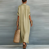 Anastasa™ | Long Button-Down Shirt Dress