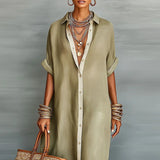 Anastasa™ | Long Button-Down Shirt Dress
