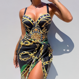 Darius – One-Piece Swimsuit with Push-Up Effect and Matching Beach Skirt