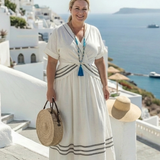 Seren | Short Sleeve V Neck Wrap Style Midi Dress