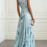 Nerea  - Elegant Tulip Print V-neck Maxi Dress