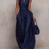 Rana | Dark blue striped jumpsuit