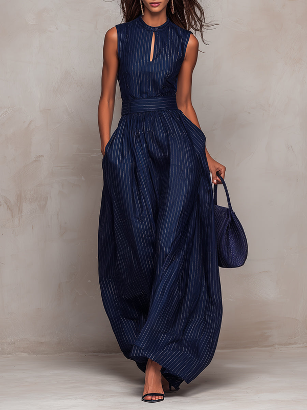 Rana | Dark blue striped jumpsuit
