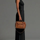 Abigail - V-neck Sleeveless Zip-up Pleated Wide-leg Chiffon Jumpsuit
