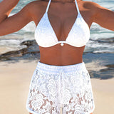 Laluna® | Elegant Solid Lace Bikini Set