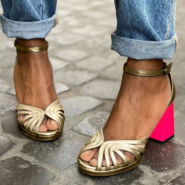 Milviana - Classic Sandals with Ankle Strap and Open Toe
