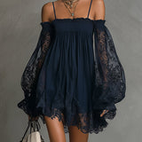 Noemi | Navy Blue Chiffon Mini Dress