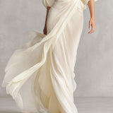 Sefa - Ivory Sheer Chiffon Dress
