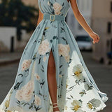 Sella - Ruched One Shoulder A-Line Maxi Chiffon Dress