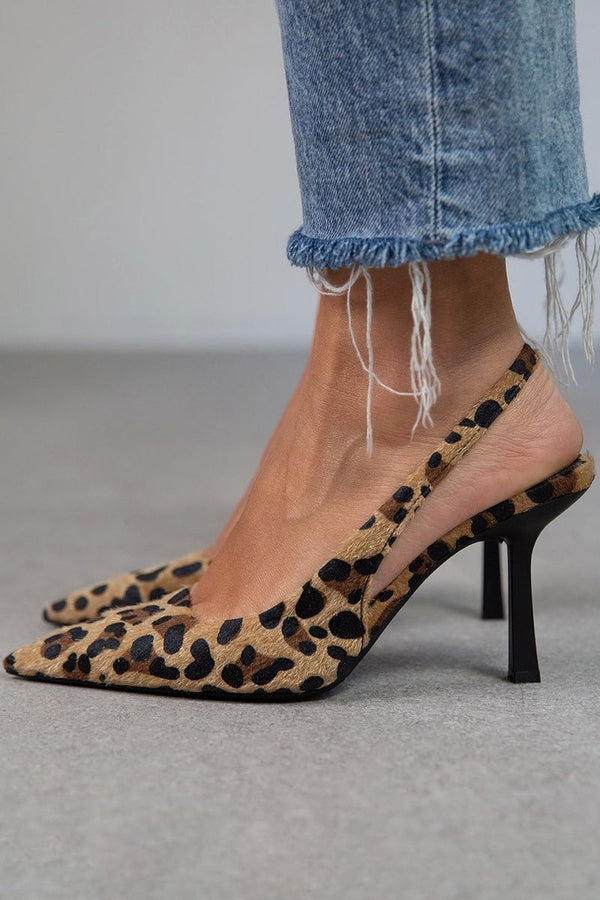 Liorina - Khaki Pumps with Leopard Print and Pointed Toe