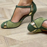 Carley™ - Patchwork T-strap heels
