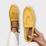 Beige Women's Loafers with Decorative Cord