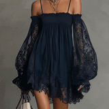 Noemi | Navy Blue Chiffon Mini Dress