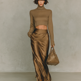 Florence - Golden-brown knit turtleneck top