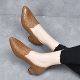 Olene - Vegan Leather Heels with Soft Embroidery