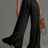 Abigail - V-neck Sleeveless Zip-up Pleated Wide-leg Chiffon Jumpsuit