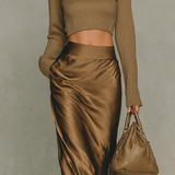 Florence - Golden-brown knit turtleneck top