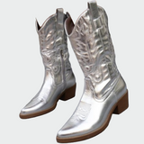 Metallic Cowboy Ankle Boots