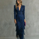 Clara | Elegant Dress with Fringe Sleeves