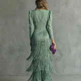 Clara | Elegant Dress with Fringe Sleeves