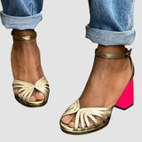 Milviana - Classic Sandals with Ankle Strap and Open Toe