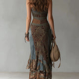 Ngahuia | Asymmetrical Ethnic Print Maxi Dress