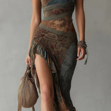 Ngahuia | Asymmetrical Ethnic Print Maxi Dress