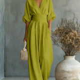 Georgina | Deep V-Neck Elegant Wide-Leg Jumpsuit