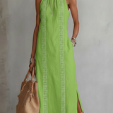 Millie | Midi Linen Dress with Mandarin Collar