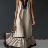 Celestine | Color-Block Ruffle Maxi Dress