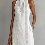 Millie | Midi Linen Dress with Mandarin Collar