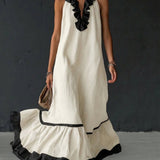 Celestine | Color-Block Ruffle Maxi Dress