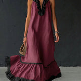 Celestine | Color-Block Ruffle Maxi Dress