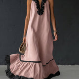 Celestine | Color-Block Ruffle Maxi Dress