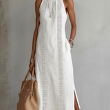 Millie | Midi Linen Dress with Mandarin Collar