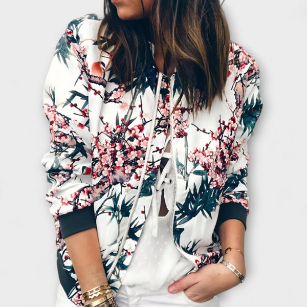 Kararaina - Elegant Floral Bomber Jacket