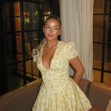 Yellow Floral Tie-Back Garden Summer Dress