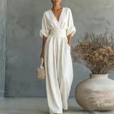 Georgina | Deep V-Neck Elegant Wide-Leg Jumpsuit